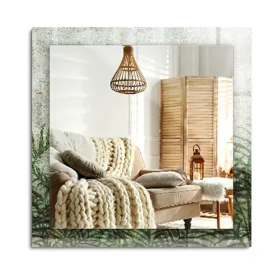 Miroir rectangulaire avec décor de feuilles de fougère verte