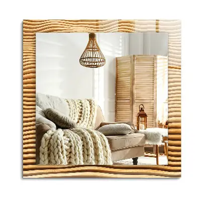 Miroir rectangulaire avec cadre et impression vagues de bois