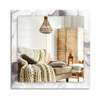 Miroir rectangulaire avec cadre imprimé à motif marbre abstrait