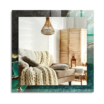 Miroir rectangulaire avec cadre et impression de motifs abstraits verts