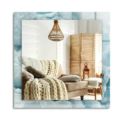 Miroir rectangulaire imprimé avec une texture de marbre bleu