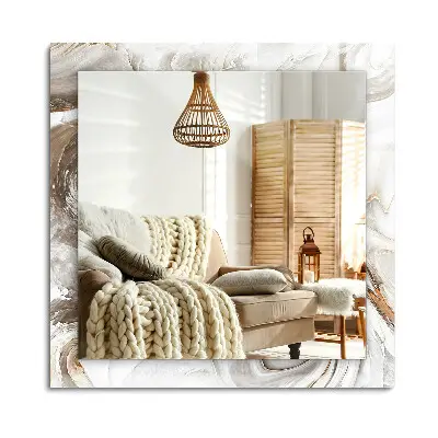 Miroir rectangulaire avec cadre imprimé au motif abstrait de marbre