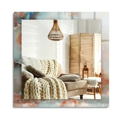 Miroir rectangulaire avec une décoration à texture abstraite et colorée