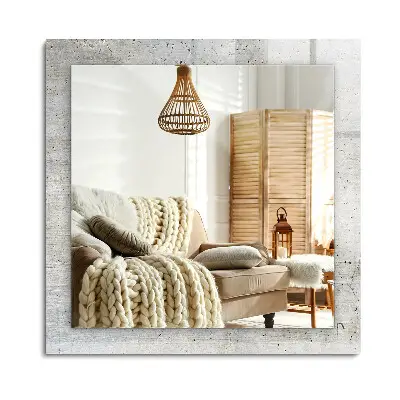 Miroir rectangulaire avec cadre et impression de mur en béton fissuré
