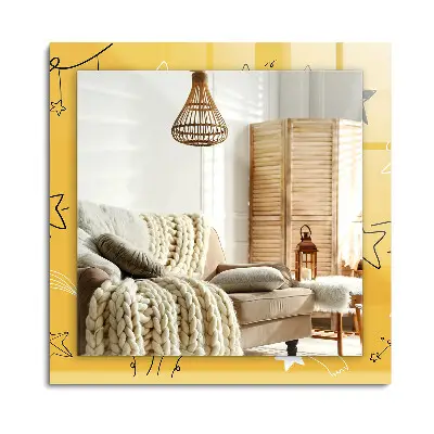 Miroir rectangulaire avec cadre imprimé de différents motifs d'étoiles