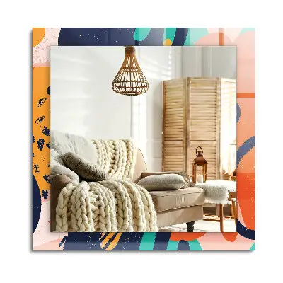 Miroir rectangulaire avec décoration de graphismes abstraits et colorés