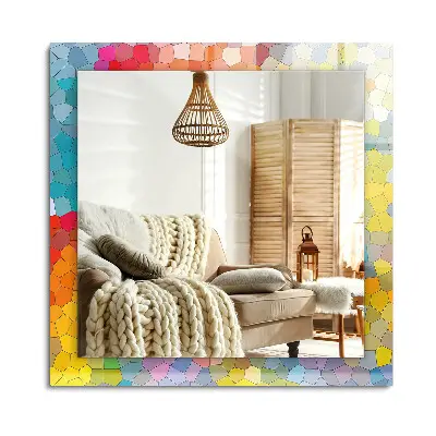 Miroir rectangulaire avec cadre et impression mosaïque abstraite colorée