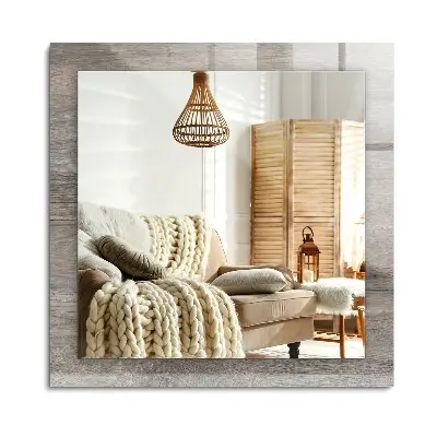 Miroir rectangulaire avec cadre imprimé à texture bois