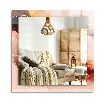 Miroir rectangulaire avec cadre imprimé à motifs floraux abstraits