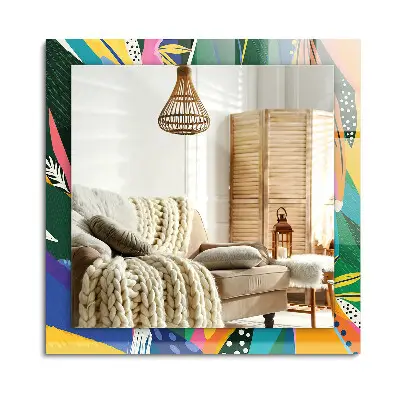 Miroir rectangulaire avec décoration au motif abstrait coloré