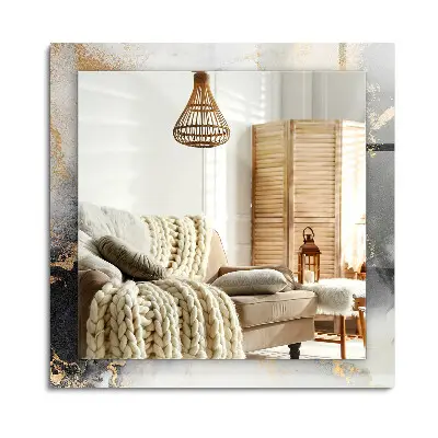 Miroir rectangulaire avec cadre et impression d'art moderne abstrait