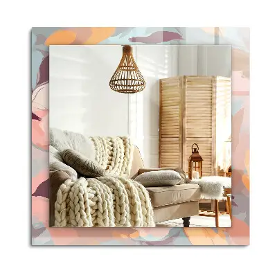 Miroir rectangulaire décoré de fleurs et de feuilles aux tons pastel