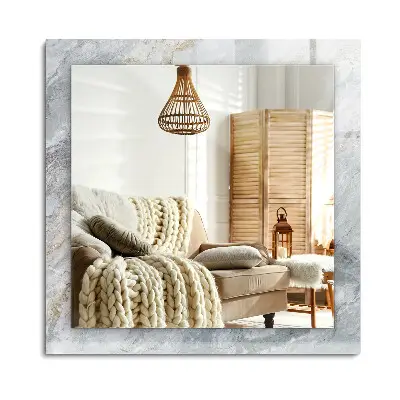 Miroir rectangulaire avec cadre imprimé effet marbre à veines grises
