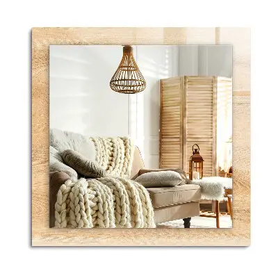 Miroir rectangulaire avec décoration texturée imitation planche de bois
