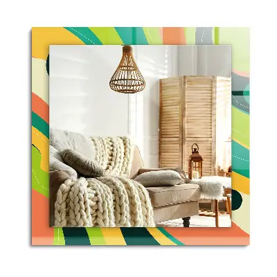 Miroir rectangulaire avec décoration à motifs abstraits colorés