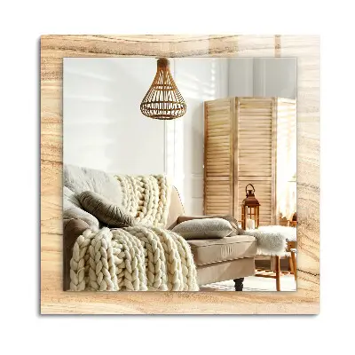 Miroir rectangulaire avec cadre et impression à texture grain de bois