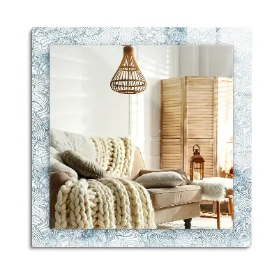 Miroir rectangulaire imprimé avec un motif floral bleu