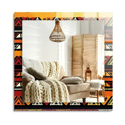Miroir rectangulaire avec cadre et impression de motifs ethniques colorés