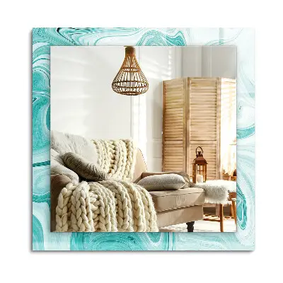 Miroir rectangulaire avec cadre imprimé motif abstrait en marbre