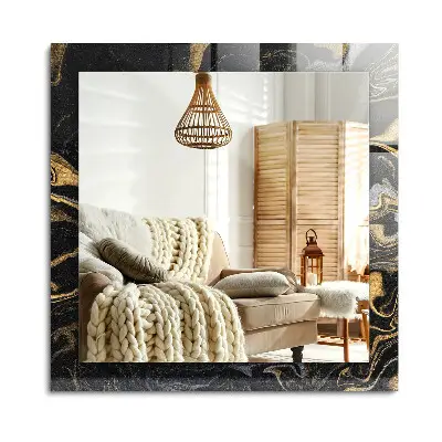 Miroir rectangulaire avec cadre et impression à motif abstrait de marbre
