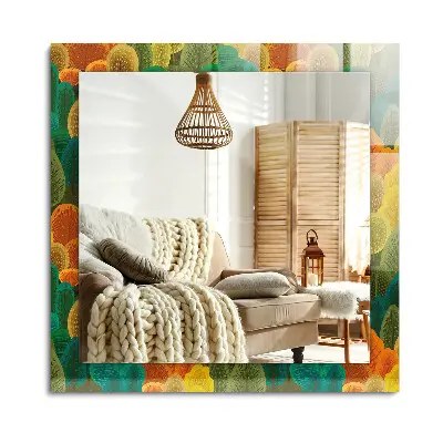 Miroir rectangulaire avec cadre et impression « Arbres d'automne »