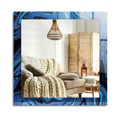 Miroir rectangulaire avec cadre imprimé à motif bleu abstrait