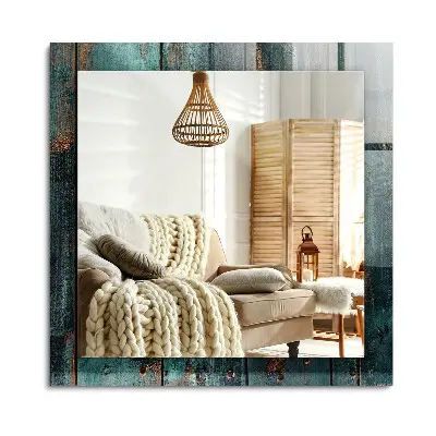 Miroir rectangulaire imprimé avec motif de planches de bois vertes