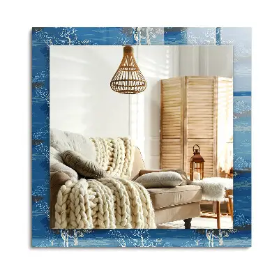 Miroir rectangulaire avec décoration paysage arboré
