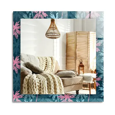 Miroir rectangulaire avec cadre imprimé à motif de palmier coloré
