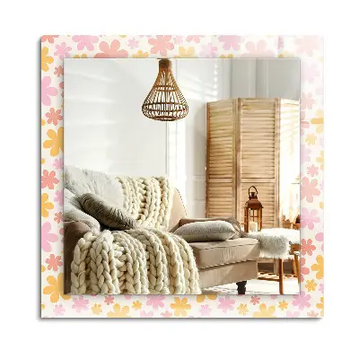 Miroir rectangulaire avec cadre imprimé à motif floral