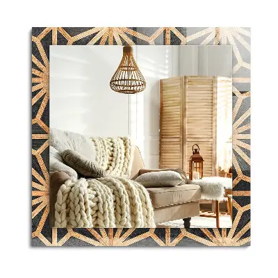 Miroir rectangulaire avec cadre en bois à motif géométrique