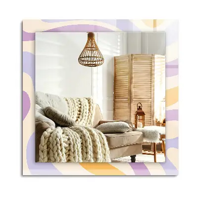 Miroir rectangulaire avec cadre imprimé à motifs abstraits colorés