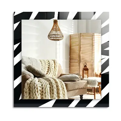 Miroir rectangulaire à décor géométrique noir et blanc