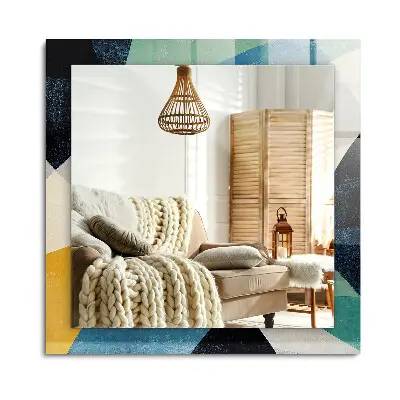 Miroir rectangulaire imprimé avec des motifs abstraits colorés