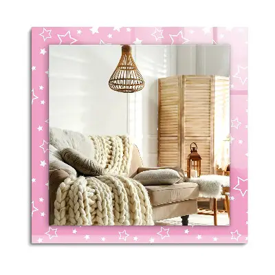 Miroir rectangulaire décoré d'étoiles roses