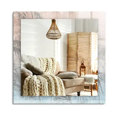 Miroir rectangulaire imprimé de plantes pastel