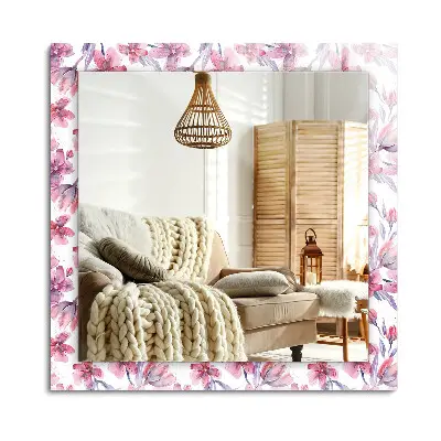 Miroir rectangulaire imprimé avec un motif de fleurs à l'aquarelle