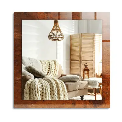 Miroir rectangulaire imprimé avec motif de vieille table en bois