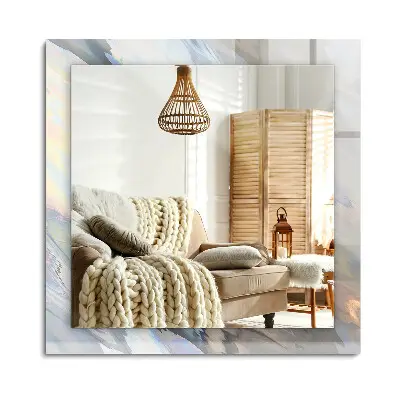 Miroir rectangulaire avec cadre imprimé à motifs abstraits colorés