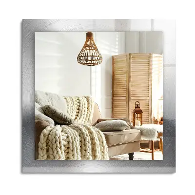 Miroir rectangulaire avec décorations rondes en finition métallique