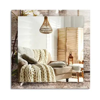 Miroir rectangulaire imprimé « Fleurs sur bois »