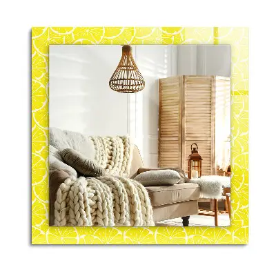Miroir rectangulaire avec cadre imprimé à motif de tranches de citron