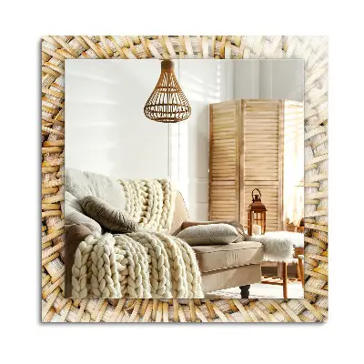 Miroir rectangulaire avec cadre imprimé motif acacia