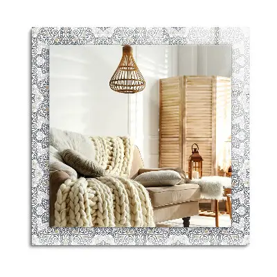 Miroir rectangulaire avec cadre et impression à motif ornemental