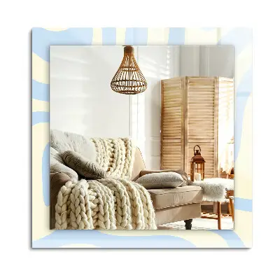 Miroir rectangulaire avec cadre imprimé à motifs ondulés abstraits