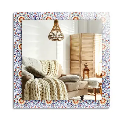 Miroir rectangulaire avec cadre et impression de mandalas