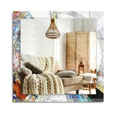 Miroir rectangulaire avec décoration mosaïque abstraite de cercles