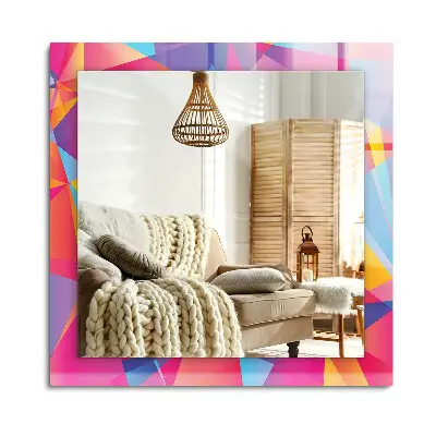 Miroir rectangulaire avec cadre et impression de motifs géométriques colorés