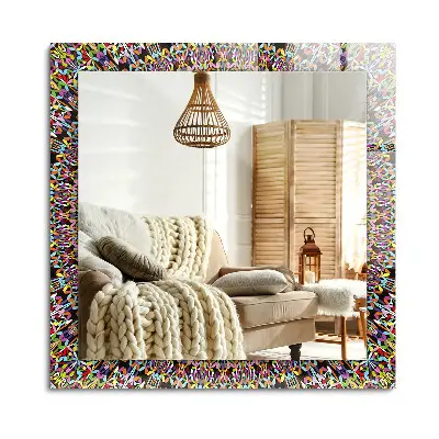 Miroir rectangulaire avec décoration motif mandala coloré