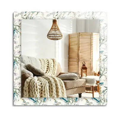 Miroir rectangulaire avec cadre imprimé à motif floral aquarelle